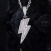 Hip Hop Lightning Pendant Necklace With Zirconia Accents Copper Chain Dual Tone Gold Platinum 60cm Geometric Jewelry