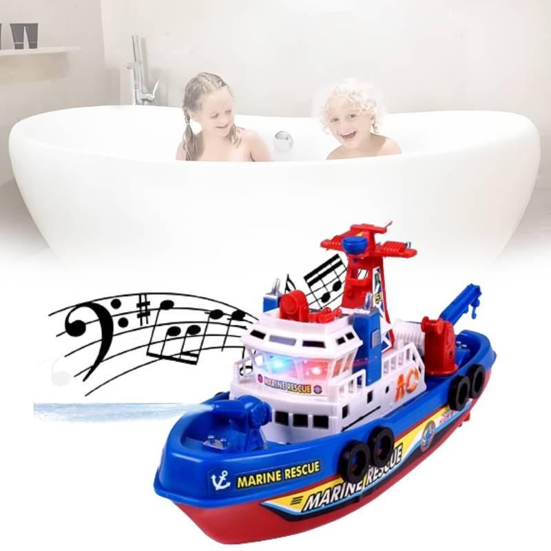 Colorful Electric Fireboat Toy For Kids With Water Spraying Music And Lights Features