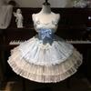 Vestito Lolita Cosplay Kawaii Stile Giapponese Donna Vintage Dolce Pizzo Fiocco Volant Vestiti a Torta Harajuku Y2k Vestito Stretto a Fasciatura
