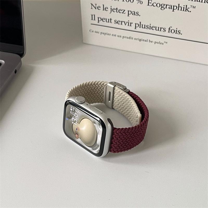 Suitable for iwatch9 Apple Watch with s10 generation nylon Applewatch87se elastic braided SE color matching