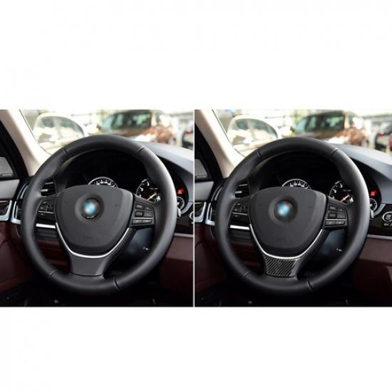 Interior Steering Wheel Cover Carbon Fiber Decal Trim For BMW 5 Series 2011-2016