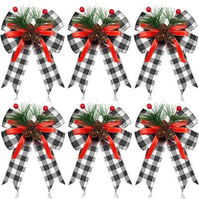 Christmas Tree Topper: Large Velvet Bow Ornament with Edge Ribbon