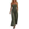 Damen Casual Trägerloser Jumpsuit Gerüschtes Schlauchoberteil Weite Hosen Ärmelloser Sommer-Romper mit Taschen