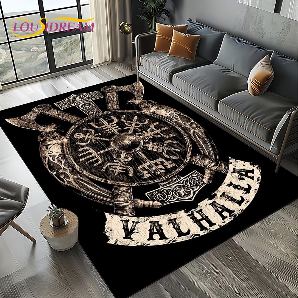 Odin Simbolo Vichingo Valknut Nordico Valhalla Tappeto Tappetino per Soggiorno Camera da Letto Casa Decorazione Divano, Tappeto da Area Tappetino Antiscivolo per Pavimento