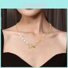 Elegant Pearl Bowknot Necklace For Women Featuring Trendy Tassel Design In Gold And Silver