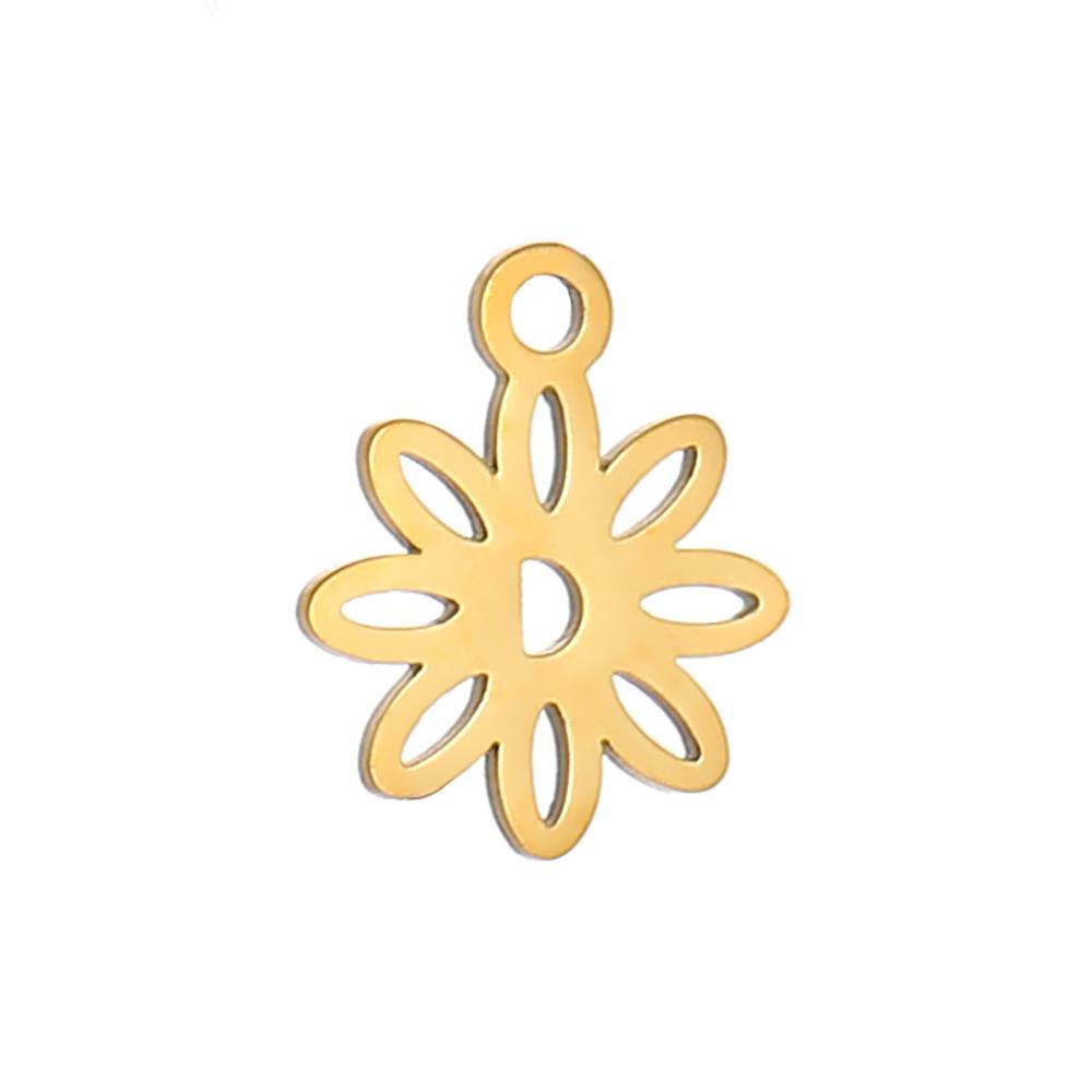 3PCS/LOT CARLIDANA Gold Plated Daisy Flower Pendants, Waterproof Stainless Steel Charms for DIY Necklace Jewelry