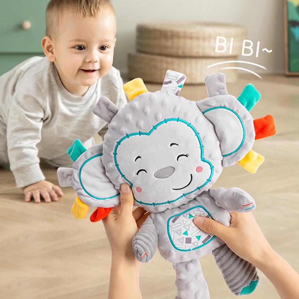 NEW Lovey Elephant Plush Bell Rattles Toy Baby Tags Stuffed Animal Soft Toy Built-in Sensory Toy for Newborn Toddler Infant Gift