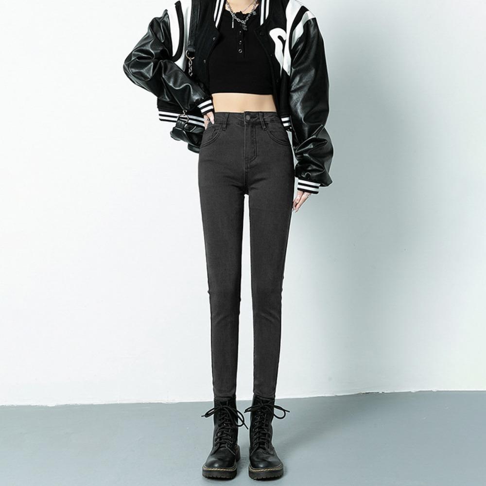 Commuter Internet celebrity jeans women's high waist leggings 2025 autumn and winter new thin elastic pencil pants