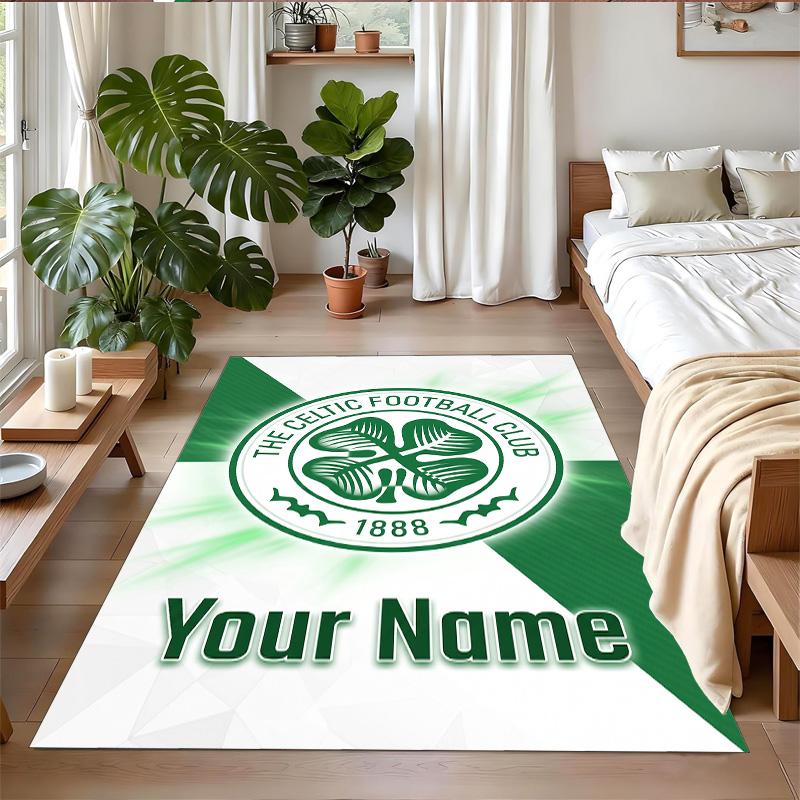 Crystal Velvet Rug Custom Name Text, Soft Non Slip Floor Mat Home DecorCeltic FC