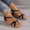 Fashion Wedge Sandals for Women Summer 2025 Comfortable Non Slip Beach Shoes Woman PU Leather Platform Roman Sandalias