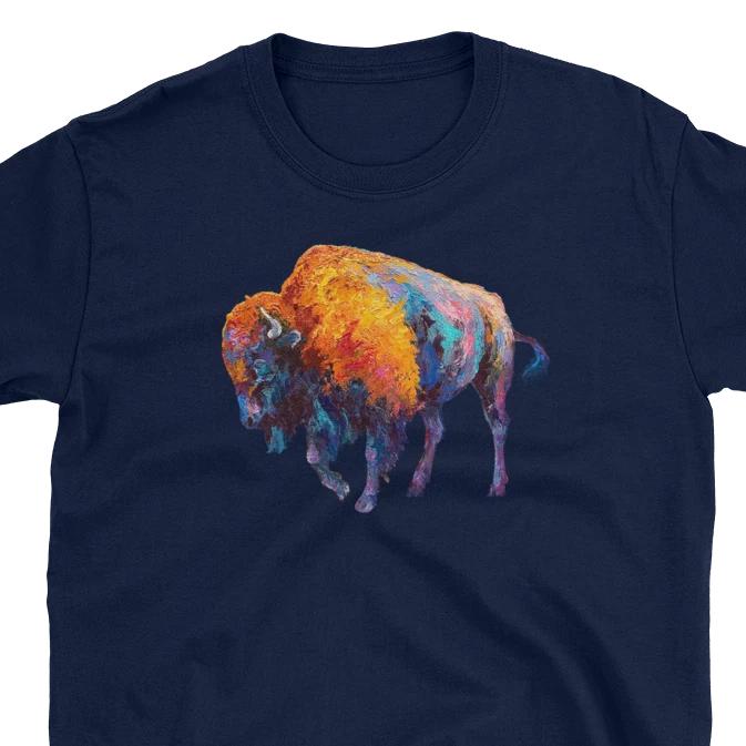 Рубашка с буйволом Рубашка с американским бизоном Футболка унисекс с диким животным S