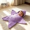 Babyparty-Geschenk für frischgebackene Eltern Seestern Schlafsack Gestrickte Wickeldecke Schlafsack mit Kapuze Atmungsaktive Puckdecke Gemütlich Sternförmig