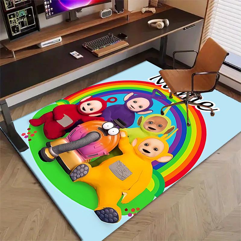 Custom Teletubbies Mat Personalized Name, Polyester Washable Indoor Entryway Rug, Gift for Christmas, Easter, Thanksgiving Day