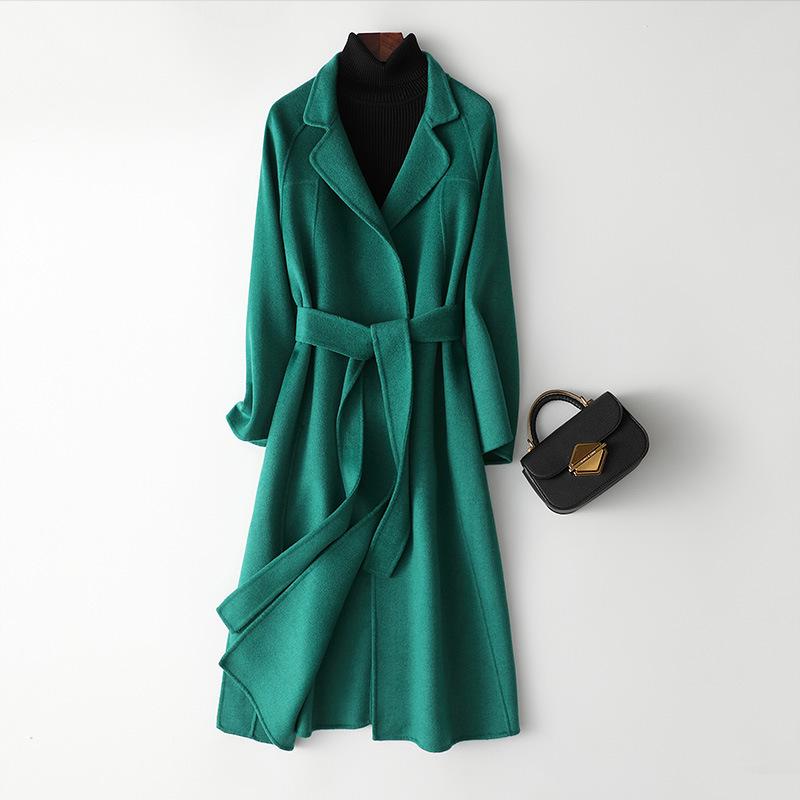 

Double-sided cashmere coat new fashionable loose long high-end large-size wool coat coat XS зелений