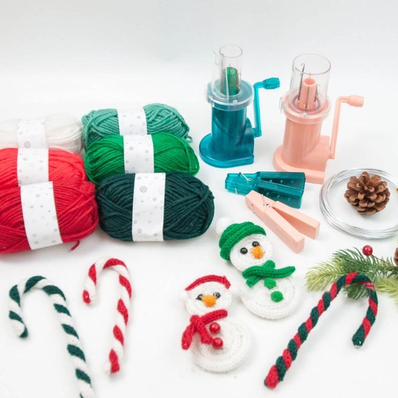 4 Needle Knitting Machine Include Yarns, Bracelet Weave Tool for DIY Bracelet Knitted Craft Christmas Gift Bag Charm