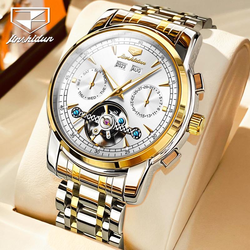 JINSHIDUN New Business and leisure Men's Watch Business Waterproof Luminous Multi -function Mechanical Watch High -end Men's Watch