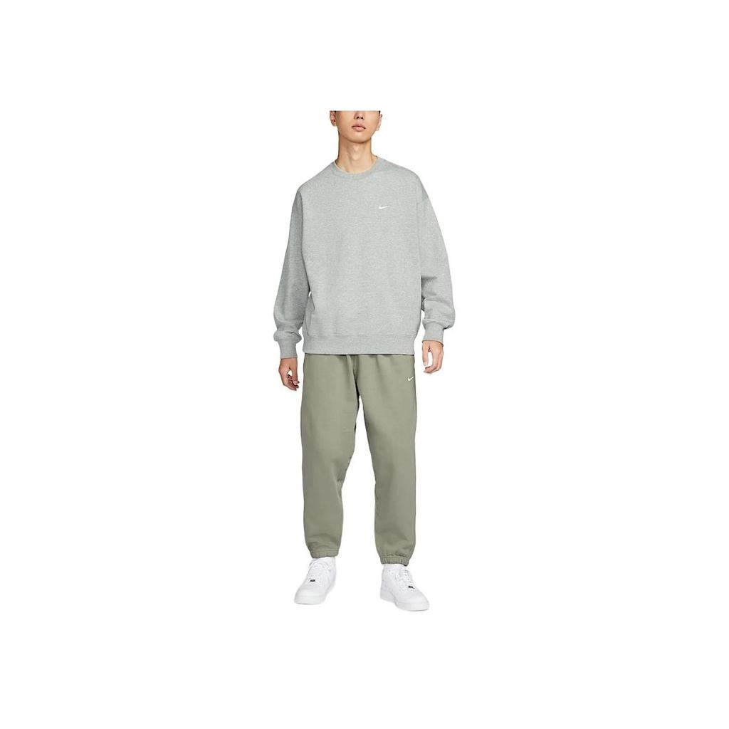 Nike Solo Swoosh Loose Fit Lace-Up Knitted Comfortable Fleece Casual Pants Men Bottoms Light-Army-Green White DX1365-320