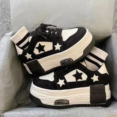 Thick Sole Clunky Sneakers Women Fashion Star Elevator Shoes Walking Sports Flatform Shoe New Breathable Fitness Ladies Sneaker