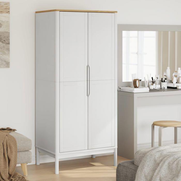 VidaXL Garde-robe FLORO blanc 77x53x171 cm bois massif de pin, armoire de rangement, organisateur de garde-robe, armoire, 374006