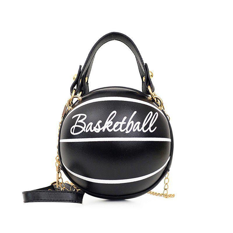 Brown Basketball Round Crossbody Chain Handbag for Women - Autumn/Winter Fashion