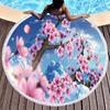 Cherry Blossom Round Beach Towel,Cherry Blossom Tree In The Sun Sand Anti-Sand Beach Blanket Absorbent Quick Dry Soft Pool Towel