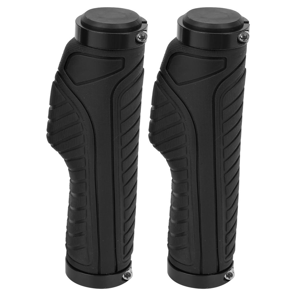 Mountain Bike Soft Handlebar Grips Bicycle Double Lock AntiSlip Rubber Handle Grips(Black )
