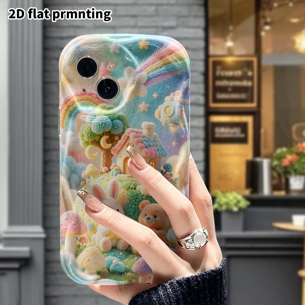 Phone case: 2D flat, suitable for iPhone 18 17 16 15 14 13 12 Pro protective case, little bear cabin, perfect Christmas and Halloween holiday gift