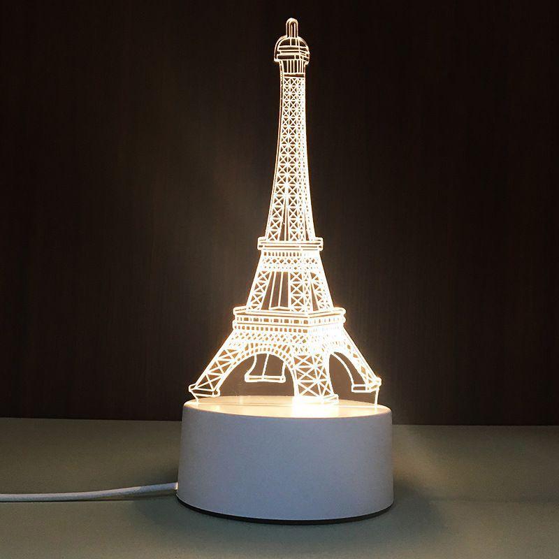 USB-Schreibtischlampe mit 3D-Effekt, Acrylplatte und LED-Beleuchtung für festliche Dekoration