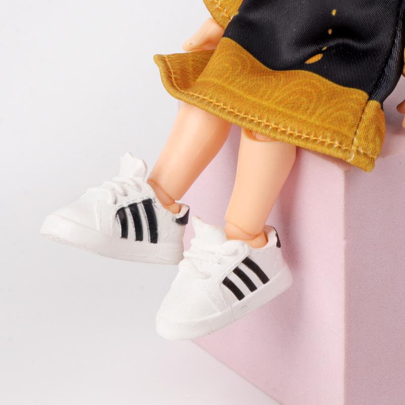 2 Stuks Ob11 Pop Gestreepte Sneakers Schoenen Sport Slippers Mode Mannelijke Pop Casual Schoenen Poppen Pop Gsc Dod Accessoires