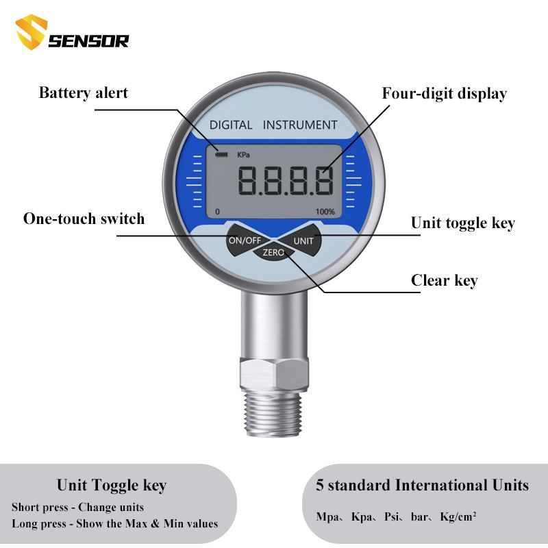Digital Hydraulic Pressure Gauge 400BAR 600Bar Pressure Measuring Instrument Tester Meter G1-4 M20-1.5 NPT1-4 Digital Manometer