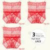 3Pieces/Lot High Waist Light Sexy Elastic Lace Women's Panties, Pure Cotton Crotch Comfortable Non-marking Breathable Lightweight Underwear Briefs