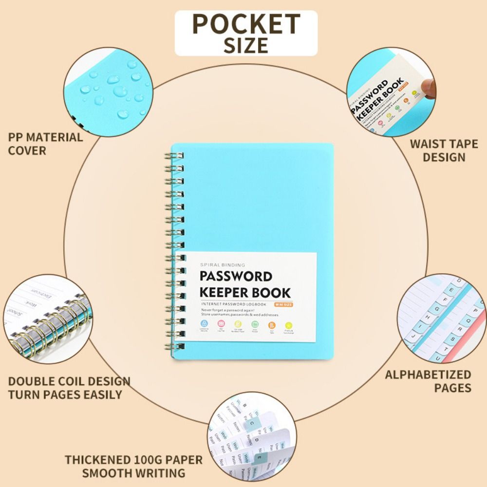 Coil Book Spiral Password Keeper Book Internet Address Organizer Logbook  Home