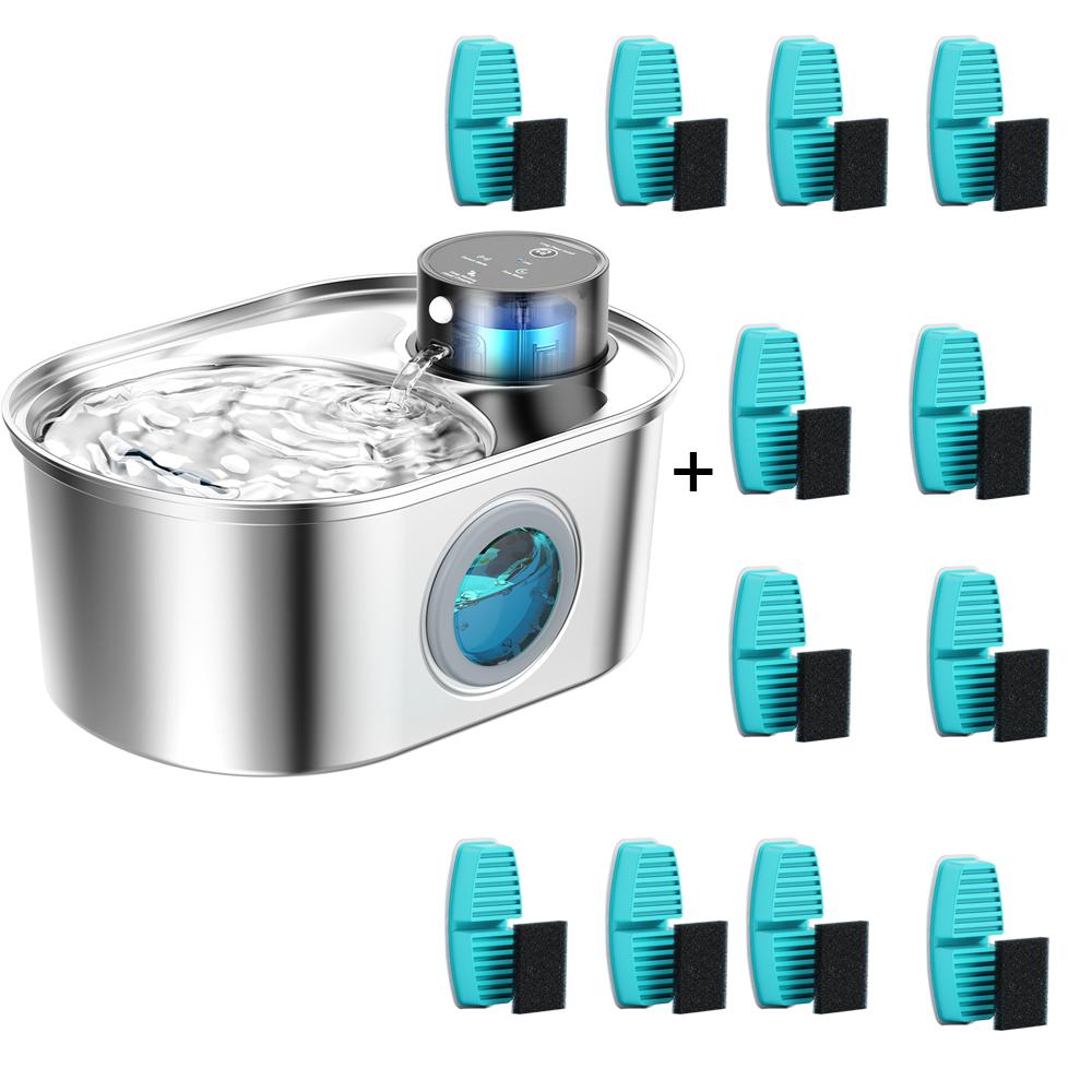 Fântână de Apă pentru Pisici din Oțel Inoxidabil Fără Fir 3L Fântână de Băut cu Senzor Automat pentru Pisici, Adăpător pentru Câini, Boluri Distribuitor de Apă pentru Animale de Companie