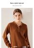 Women's Solid Color Cashmere Button Sweater - Warm, Versatile, Loose Knit