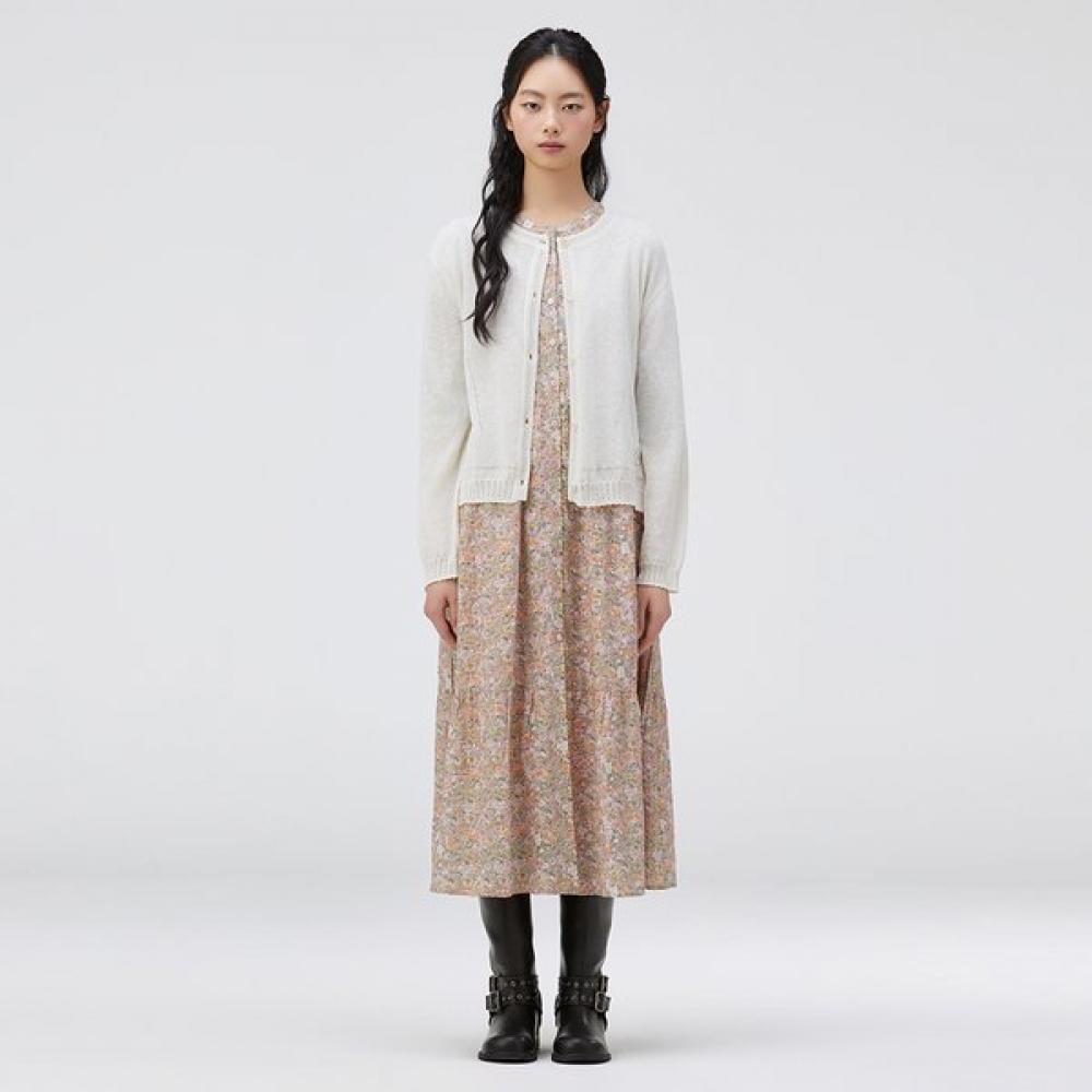 ThurSday ISland Women S Flower Embroidered Round Neck Cardigan T264mcd237w ivory (IV)/S