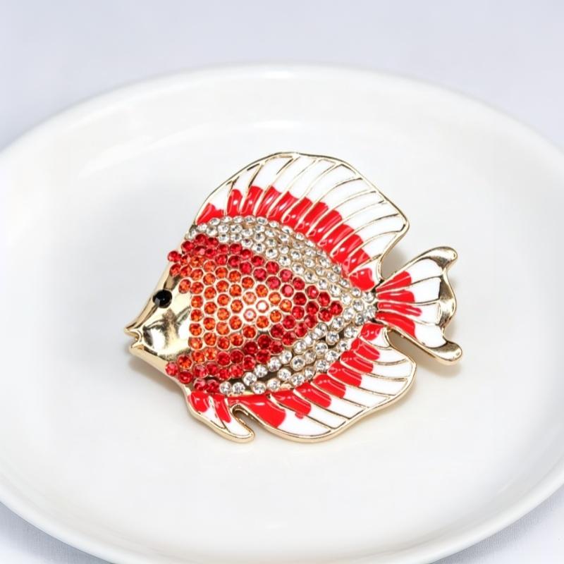 1 Pcs Rhinestone Tropical Fish Brooches Sparkling Crystal Inlay Vibrant Enamel Design For Daily Wear Party Accessory Gifts