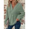 Autumn Women's Solid Color Long Sleeved V-neck Top Thin Hooded Button Sweatshirt Coat Women's Fashionable Versatile Hooded Sweatshirt