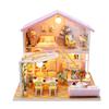 LED Light Miniature Dollhouse Kit Furniture Included Craft Dollhouse DIY Wooden Dollhouse Kids