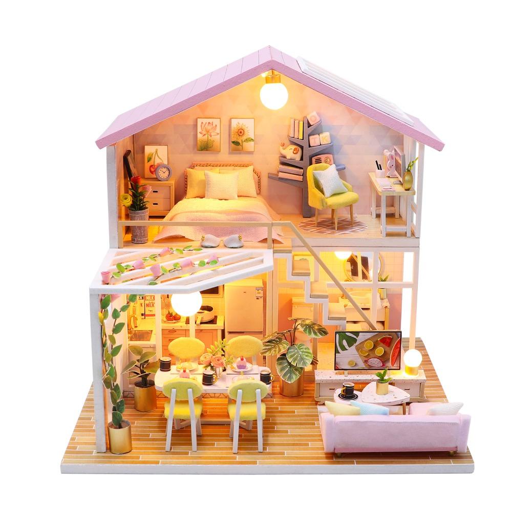 LED Light Miniature Dollhouse Kit Furniture Included Craft Dollhouse Hobbyists