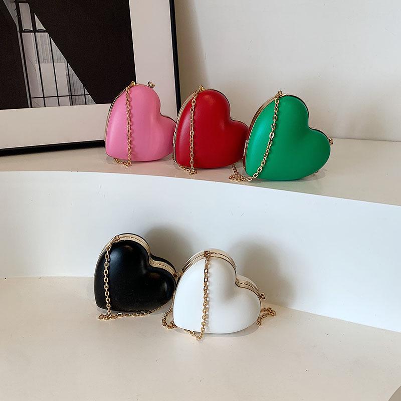 Women's Heart-Shaped Clip-On Mini Bag - 2024 Spring/Summer Chain Heart Bag with Girlish Charm