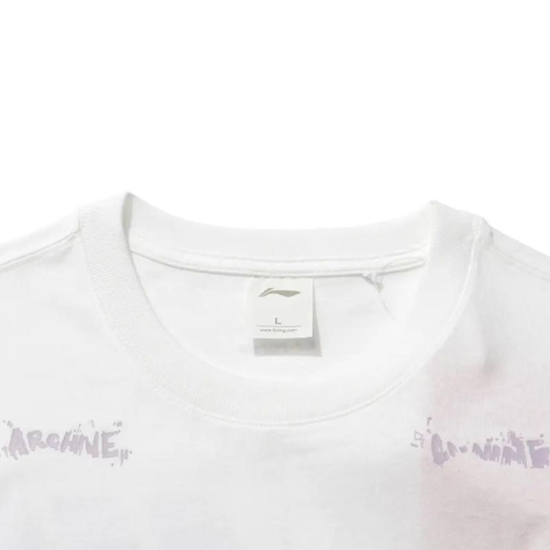 Li Ning Colorful Letter Print Short Sleeve Casual Sports Suit Unisex suit White Black YHSU219-1+YAPV001-1