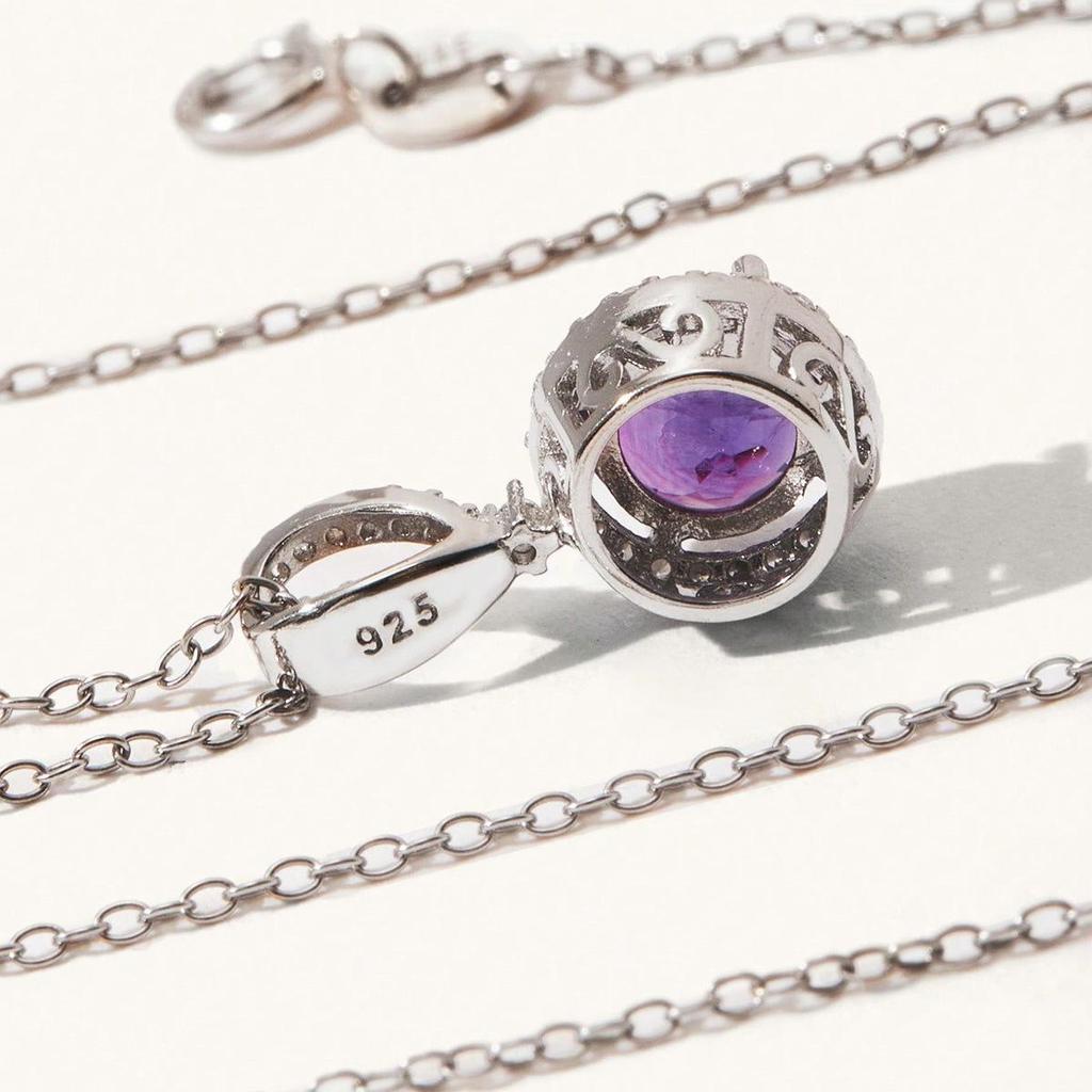 925 Sterling Silver Peridot and Zircon Necklace with Micro-Paved White Sapphire Gemstone Pendant