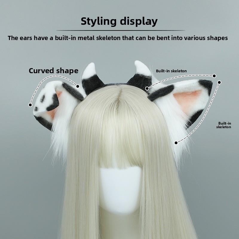 Yiran Sexy Lingerie Unisex Kids Handmade Cute Plush Hair Accessories Kc Cow Ear Headband Simulation Animal Ear Headgear Accessories Performance Props Cm
