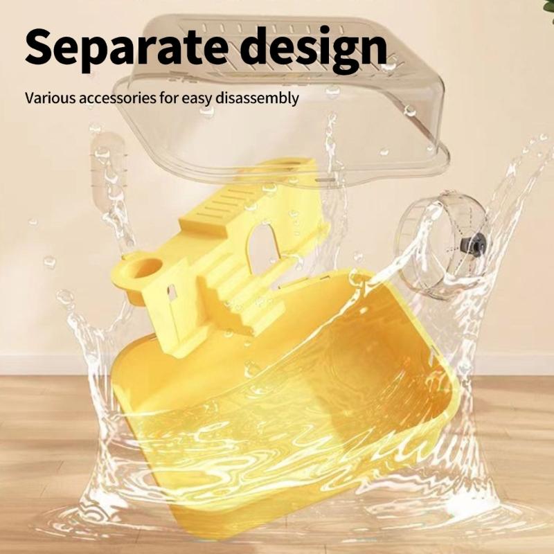 Clear View Rodents Habitat Detachable Pet Cage with Running Wheel and Enrichment Climbing Structure for Small Animal