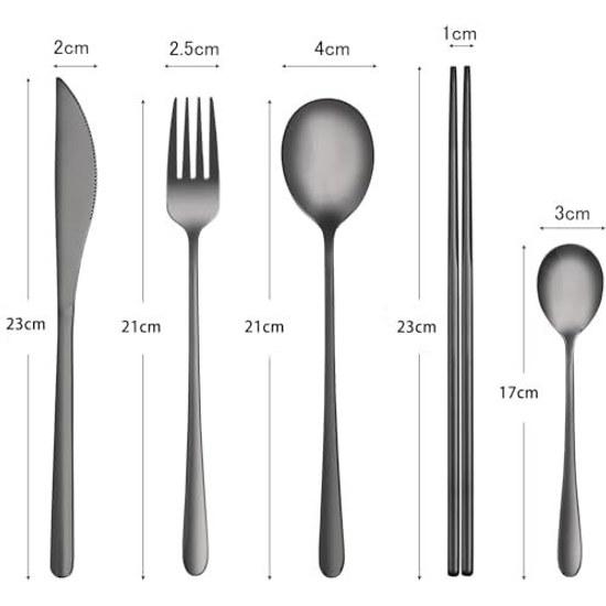 Cutlery Set 10-piece Chopsticks Knife Fork Spoon 2 People Dinner Titanium Coating Stainless Steel Mirror Finish Dishwasher Safe Available Multiple 10