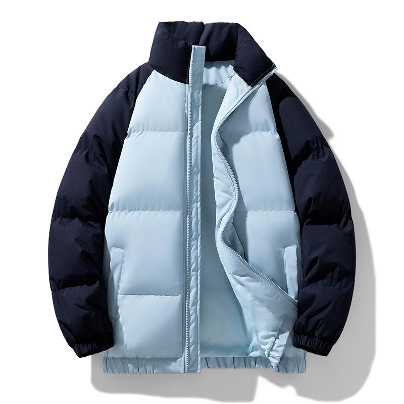 Down cotton clothes men's winter couple stand-up collar thickened warm color matching cotton clothes brand jacket large size bread clothes