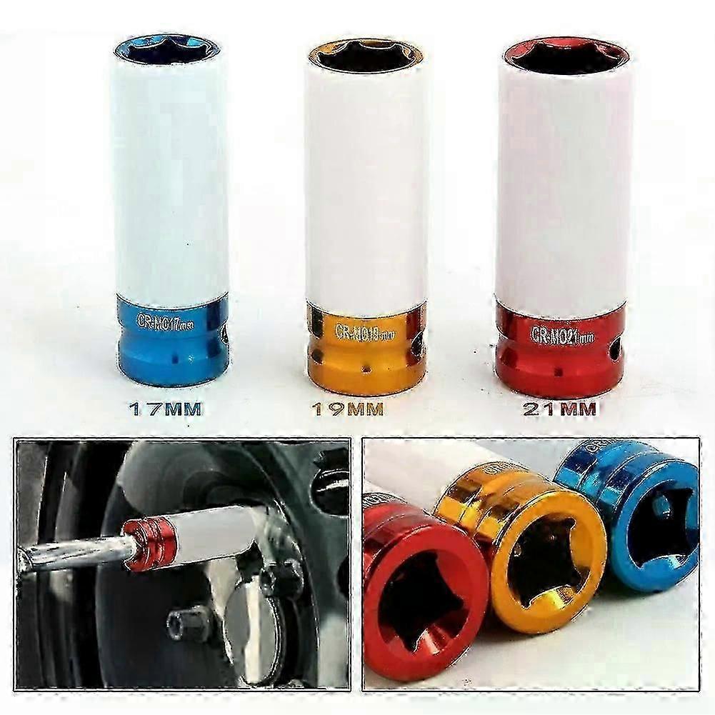 1 Pcs Metal Sleeve Adapter 17mm 19mm 21mm Tire Protection Sleeve Colorful Deep Nut Socket For Protects Car Wheels & Bolts,zxl