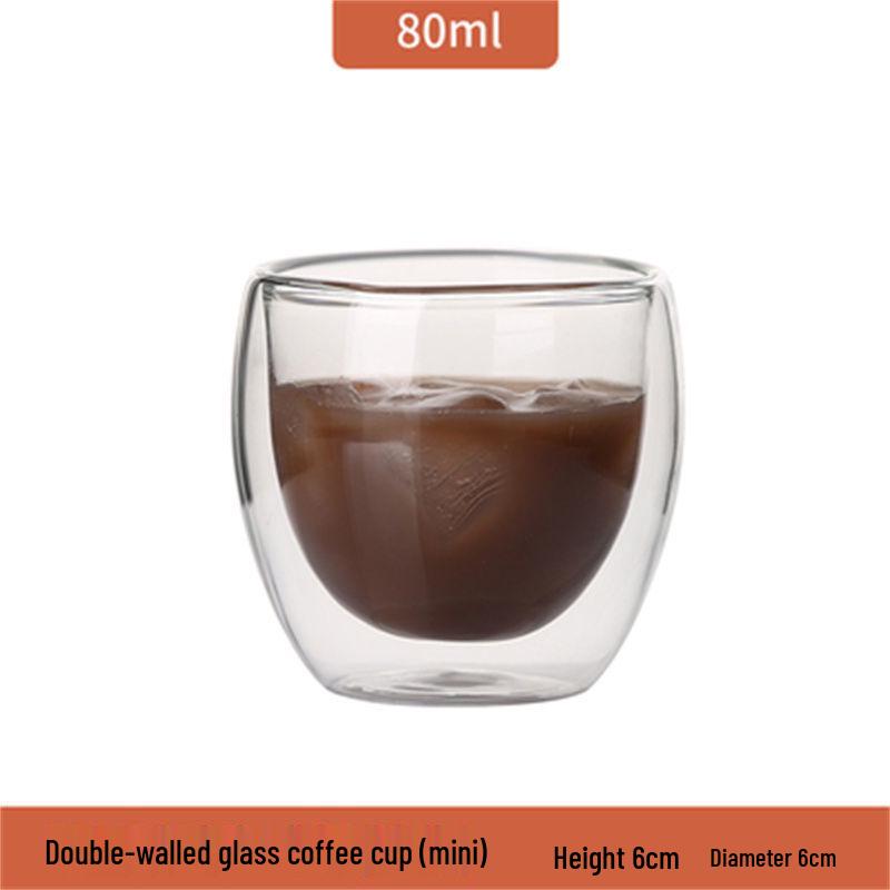 Double-Layer Transparent Heat-Insulating Glass Tea Cup Set