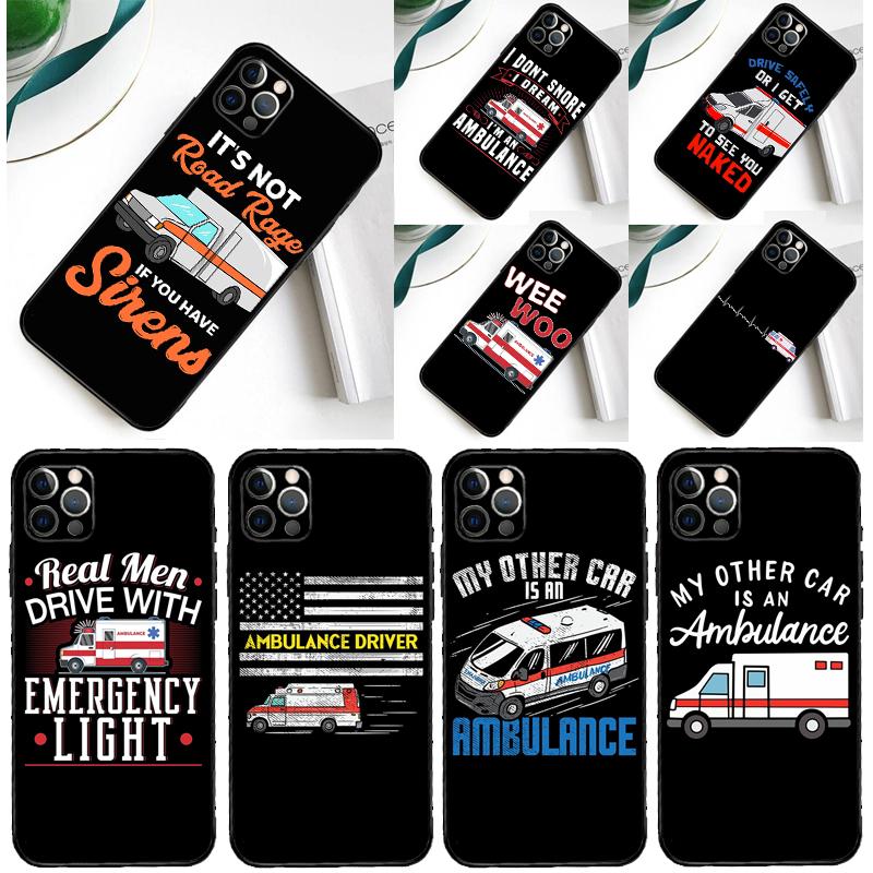 Ambulance Car Phone Case For iPhone 16 Pro Max 12 13 Mini 11 14 15 Pro Max XR 15 16 Plus 16e Back Cover