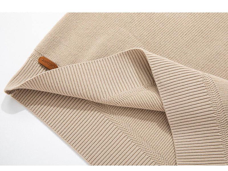 Men's Vertical Rib Knit Half-Zip Stand Collar Thick Sweater